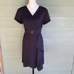 Ming Wang Belted Faux Wrap Dress
